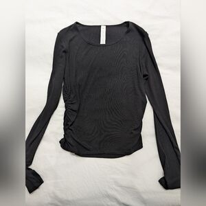 Alo Yoga Long Sleeve Black Ribbed Top Large